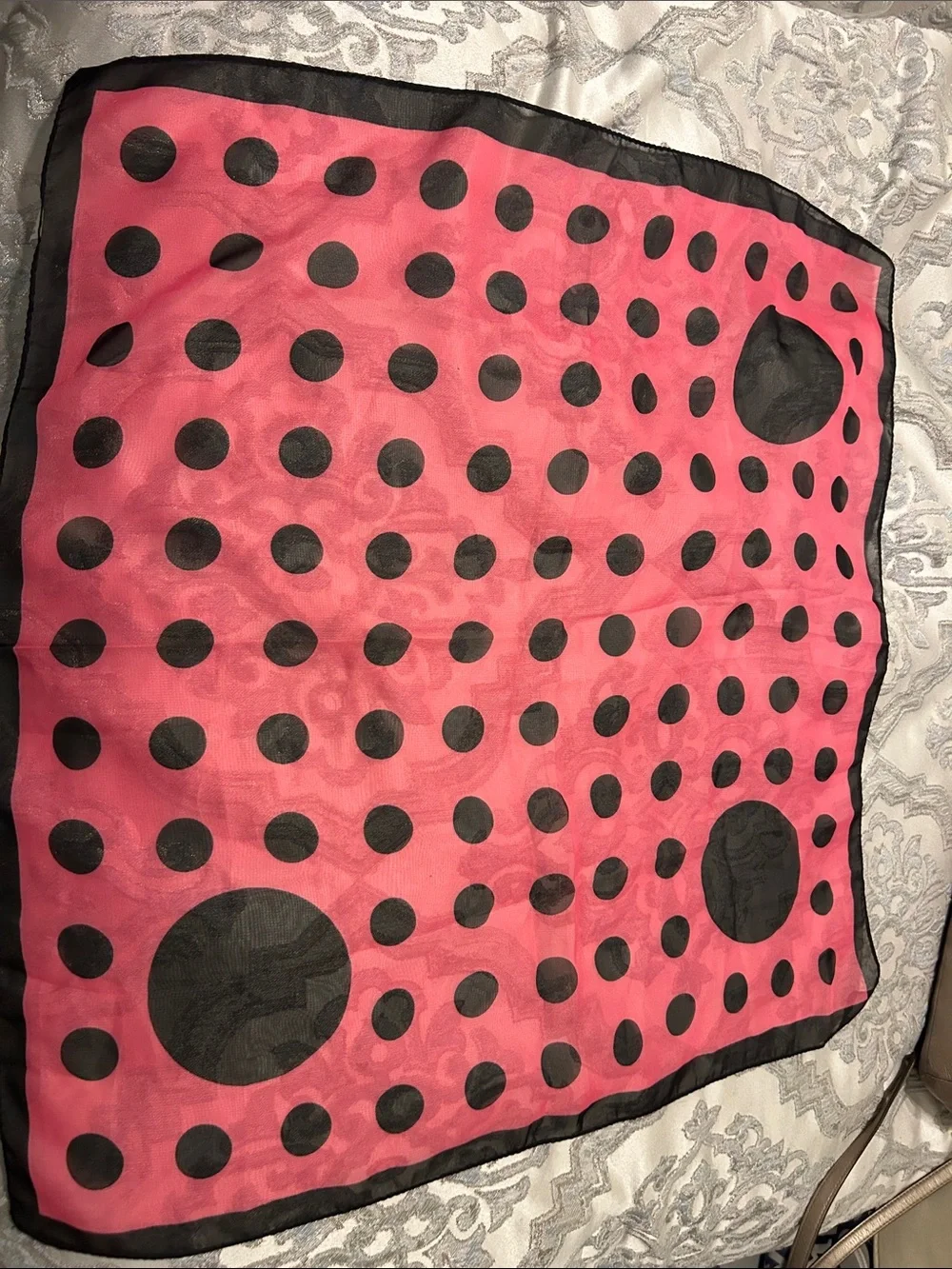 Pink Polka Dot Sheer Scarf - Women's Fashion Accessory